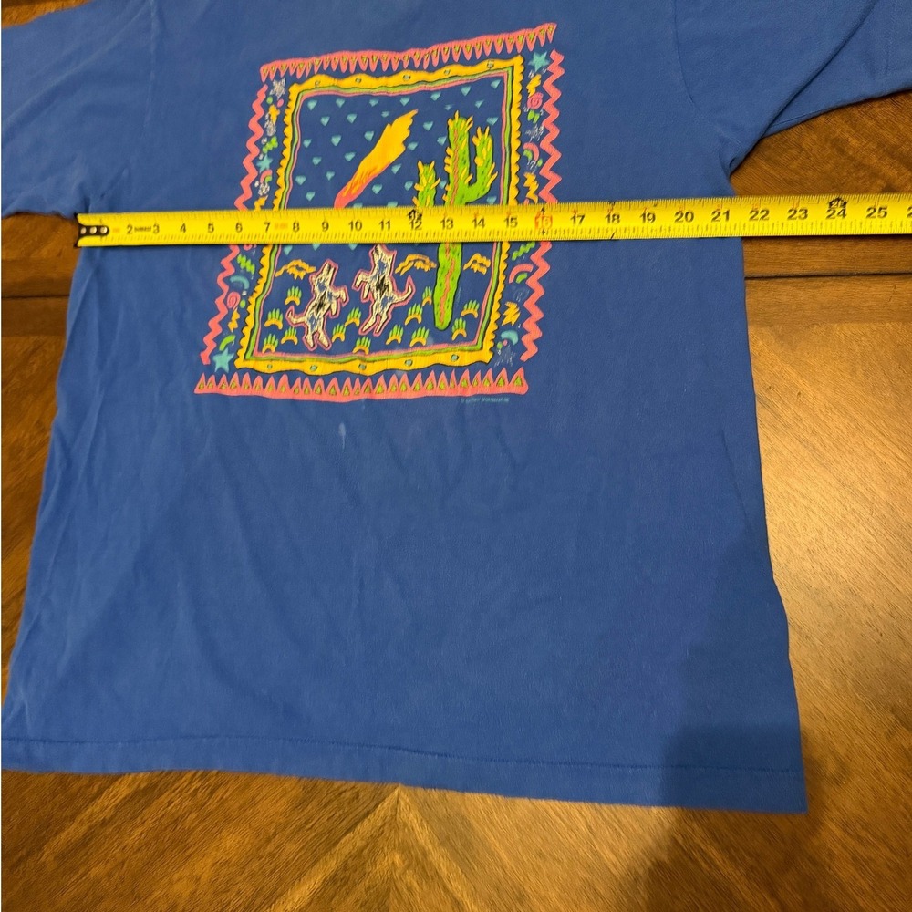 Vintage 1991 Fruit of the Loom Coyote Cactus T-Shirt XL Blue Single Stitch USA - Picture 4 of 4